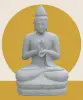 Artikelbild 1 des Artikels “Sitzender Buddha mit floraler Schnitzerei -Chakra Position. Ungefähr 152cm Höhe. Naturstein (Flussstein), Steinmetzarbeiten “