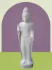 Artikelbild 1 des Artikels “Stehender Buddha mit floraler Schnitzerei, Abudaya-Stellung. 47 x 35 x 180 cm. Naturstein (Flussstein), Steinmetzarbeit “