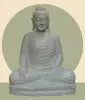 Product image 1 of the product “Seated Buddha made of Riverstone in Bhumisparsha - gesture of touching the earth, approx. 100cm height, natural ”