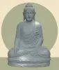 Product image 1 of the product “Seated Buddha made of Riverstone in Bhumisparsha - gesture of touching the earth, approx. 102cm height, natural ”