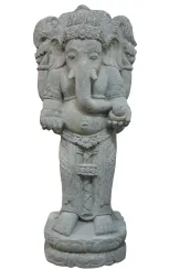 Stehender Ganesha, 70 cm Höhe, Naturstein (Basanit), Steinmetzarbeiten. Naturstein, Grau 