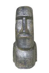 Moai-Kopfskulptur, 82 cm hoch | GRC (Fasersteinguss), Kupferfinish 