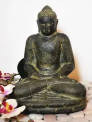 Buddha-Figur, sitzend, indisch 20 cm, Vollguss