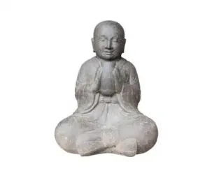 SALE – Sitzender Mönch aus Steinguss, ca. 60 cm H 