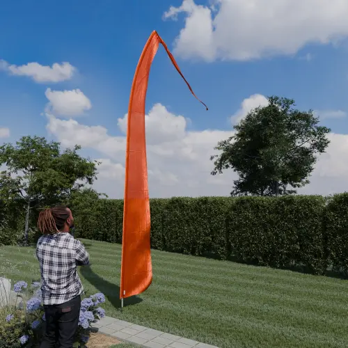 Artikelbild des Artikels “Original Balifahne, dunkelorange. Die Fahne ist in 3, 4, 5 und 6 Meter erhältlich. Auswahl: 6 Meter Variante“