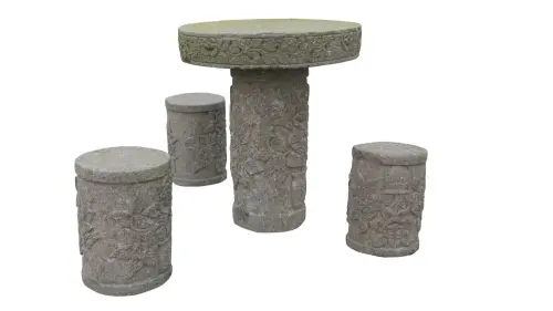 Artikelbild des Artikels “Garten-Set, 4x Steinhocker mit Tisch 70cm D “
