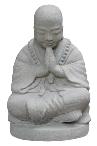 Artikelbild des Artikels “Sitzender Mönch, 25cm Höhe, aus gegossenem Lavagestein, handgefertigt & farbig “