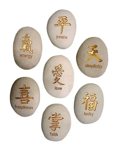 Product image of the product “Luckystone - Chinese sign, white / gold, English text, Set of 7 | ”