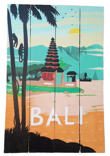 Artikelbild des Artikels “Handbemaltes Holzschild, retro, „Bali' 60 cm “