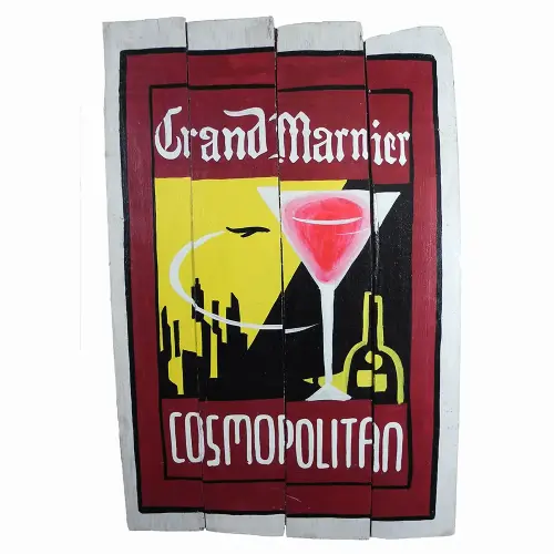 Artikelbild des Artikels “Handbemaltes Holzschild, retro, „Cosmopolitan“, 60 cm “