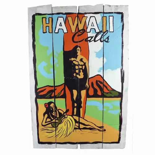 Artikelbild des Artikels “Handbemaltes Schild „Hawaii Calls“, 60 x 40 cm “