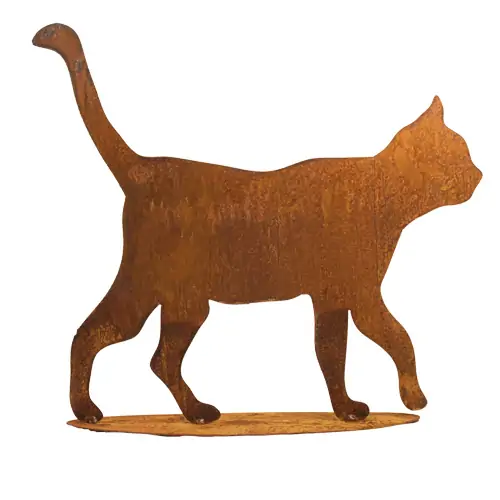 Artikelbild des Artikels “Edelrost-Katze mit Platte, gehend, ca. 45-50 cm “