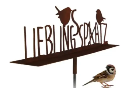 Artikelbild des Artikels “Lieblingsspatz? Schrift auf Platte mit Hülse, Edelrost “