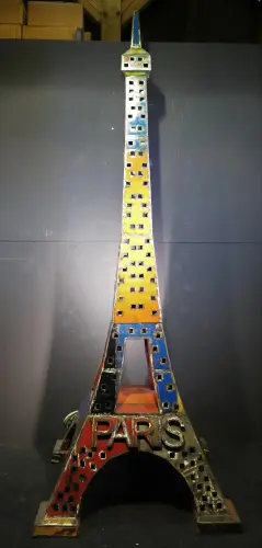 Product image of the product “Eiffel Tower, 230cm height, sculpture from upcyceled oil barrel. 2 parts ”