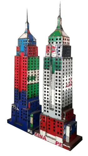 Artikelbild des Artikels “Empire State Building, 240cm Höhe, Skulptur aus upcyceletem Ölfass “