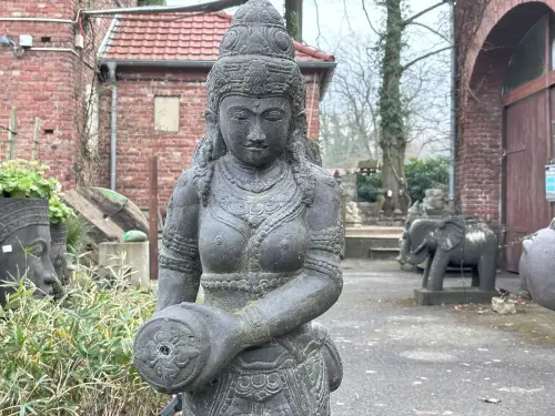 Product image of the product “Standing Dewi Sri as a water feature, 123cm height, cast stone, handcrafted & coloured ”