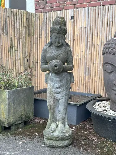 Product image of the product “Standing Dewi Sri as a water feature, 153cm height, cast stone, handcrafted & coloured ”