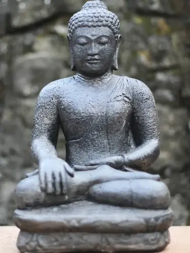 Product image of the product “Sitting Buddha, 35cm high - inside ca.21x21x35,5cm, andesite cast, antique finish ”