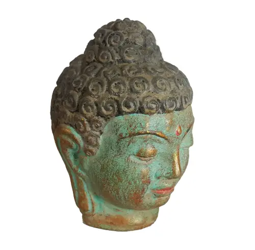 Artikelbild des Artikels “Buddha-Kopf, Steinguss, handbemalt, ca. 12 cm “