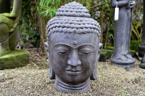 Artikelbild des Artikels “Buddha-Kopf, 30 cm Höhe, Steinguss, hohl, handgefertigt & farbig 30 cm“