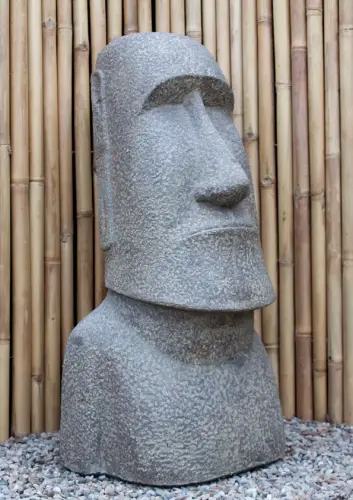 Artikelbild des Artikels “Moai-Kopf, 47x44x100cm, aus Stein gegossen, handbearbeitet und gefärbt in der Farbe Antik-Finish “