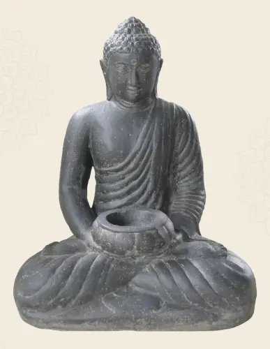 Artikelbild des Artikels “Sitzender Buddha-Kerze, 51 cm hoch | Gussstein, handgefertigt und farbig “
