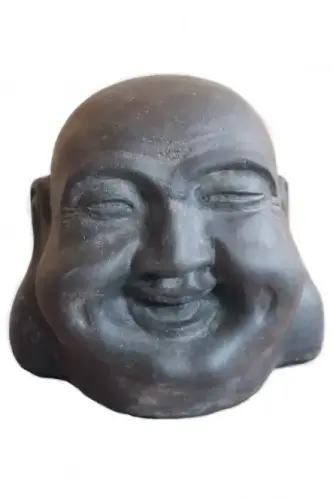 Product image of the product “Happy Buddha head as watergame, 41cm height, cast stone, hollow, handcrafted & coloured ”