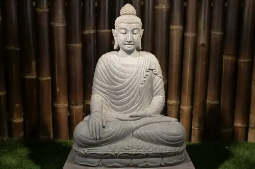 Artikelbild des Artikels “Buddha-Figur, sitzend, „Erdberührung“, indisch, 60 cm “