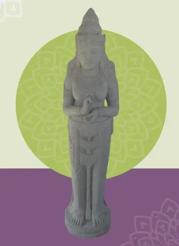Product image of the product “Standing Dewi Sri, position greetings turning the wheel ,160cm high riverstone grey ”