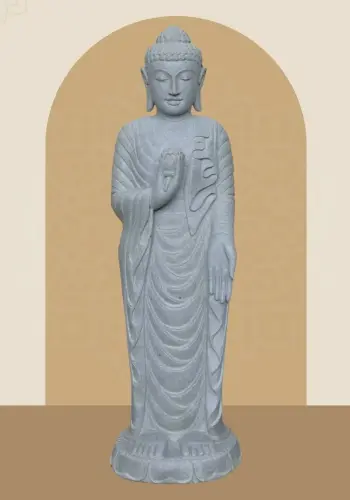 Artikelbild des Artikels “Stehender Buddha mit Lotusblüte, ca. 124 cm H “