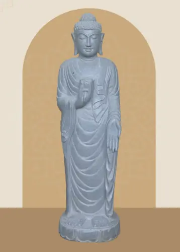Artikelbild des Artikels “Stehender Buddha mit Lotusblume, ca. 120 cm H “