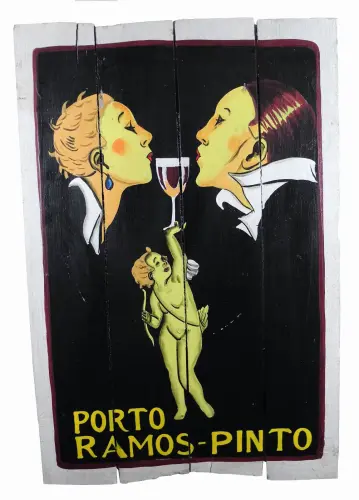 Artikelbild des Artikels “Handbemaltes Holzschild, retro, „Porto Ramos Pinto“, 60 cm “