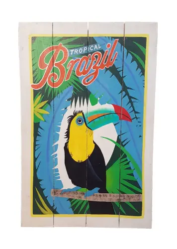 Artikelbild des Artikels “Handbemaltes Holzschild, retro, „Tropical Brazil“, 60 cm “