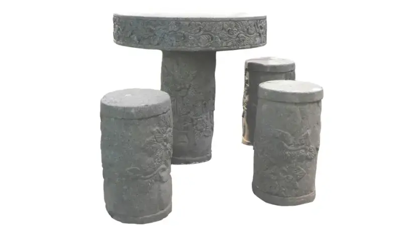 Artikelbild 1 des Artikels “Steintisch mit drei Hockern, Blumenmotiv (5-teilig) “