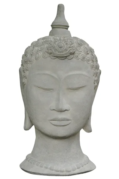 Thailändische Büste, 43 cm, antikisiert, aus gegossenem Lavastein 