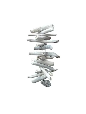 Decoration hanger with driftwood pieces, white, ca.30 cm 