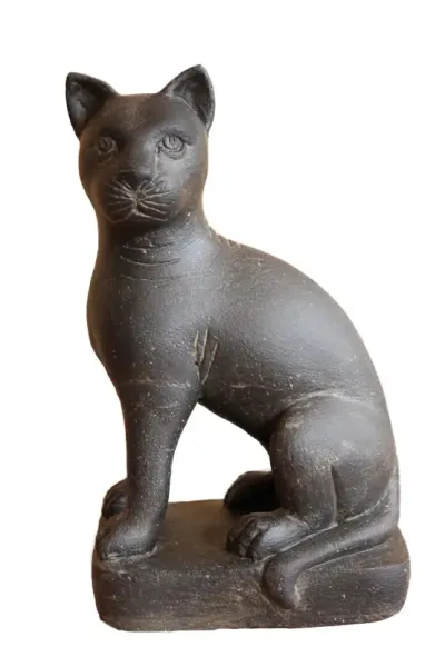 Seated cat on a plinth, 45 cm H 