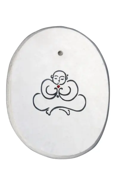 Product image 1 of the product “SALE - White stone with Buddha calligraphy as incense holder ”