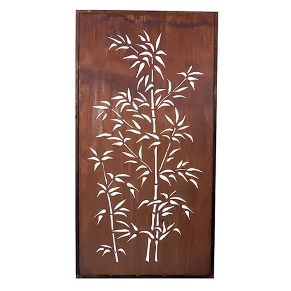 Artikelbild 1 des Artikels “Paravant mit Bambusmotiv, Edelrost “