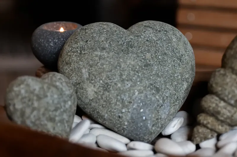 Decoration Heart, nature Stone Basalt. The height is 10 cm. 