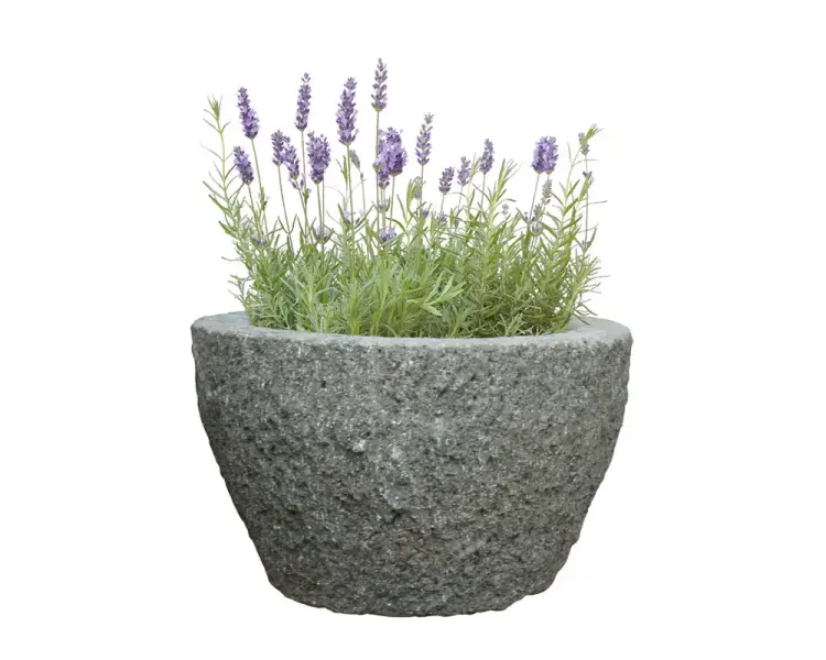 Artikelbild 1 des Artikels “Trog (Blumenkübel), rund, bossierte Außenfläche, 47 cm Ø “