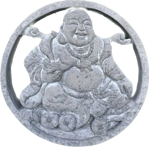Chung - Plaque - Chinesischer Buddha, sitzend, Ø 25cm | Steinguss 
