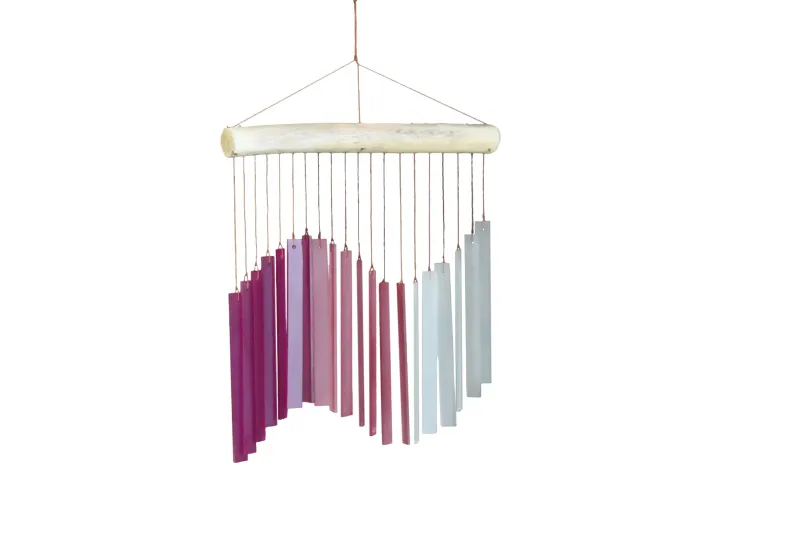 Glas-Windspiel „Sinus Welle“, pink, 29 cm 