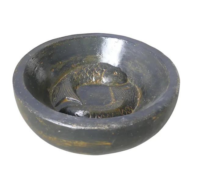 Bowl 2 fish, 36cm Ø | GRC (Glassfibre Reinforced Concrete), Copper Finish 