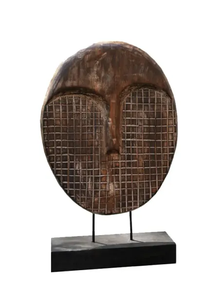 Abstract head, 70cm high softwood, brown, 36x11x67h cm 