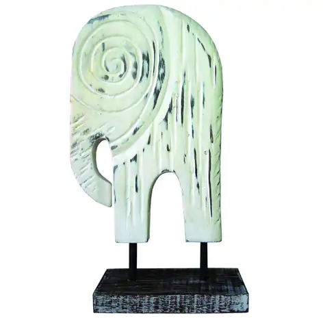 Product image 1 of the product “Elephant on base, 30cm high 18x10x30cm Softwood, whitewash ”