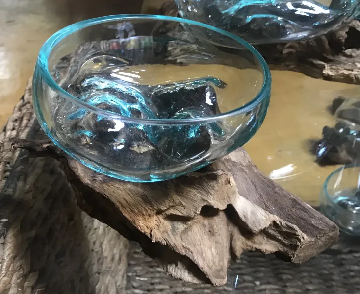 Treibholz mit geschmolzenem Glas, Modell 2 