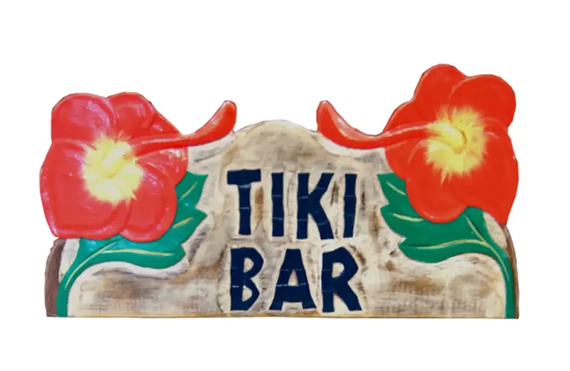 Artikelbild 1 des Artikels “Handbemaltes Schild mit Blumen „Tiki Bar“, 60 x 40 cm “