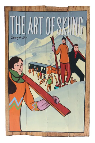 Hand painted sign "The art of skiing" 