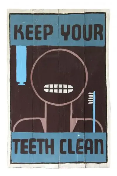 Wooden shield retro "Keep your teeth clean-1" 